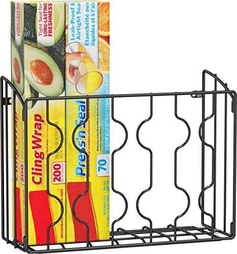 Amazon.com: SimpleHouseware Wall Door Mount Kitchen Wrap Organizer Rack, Black : Home & Kitchen | Amazon (US)