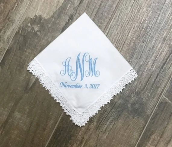 Something blue, wedding handkerchief, bridal gift, bride hanky, personalized wedding hanky, gift ... | Etsy (US)