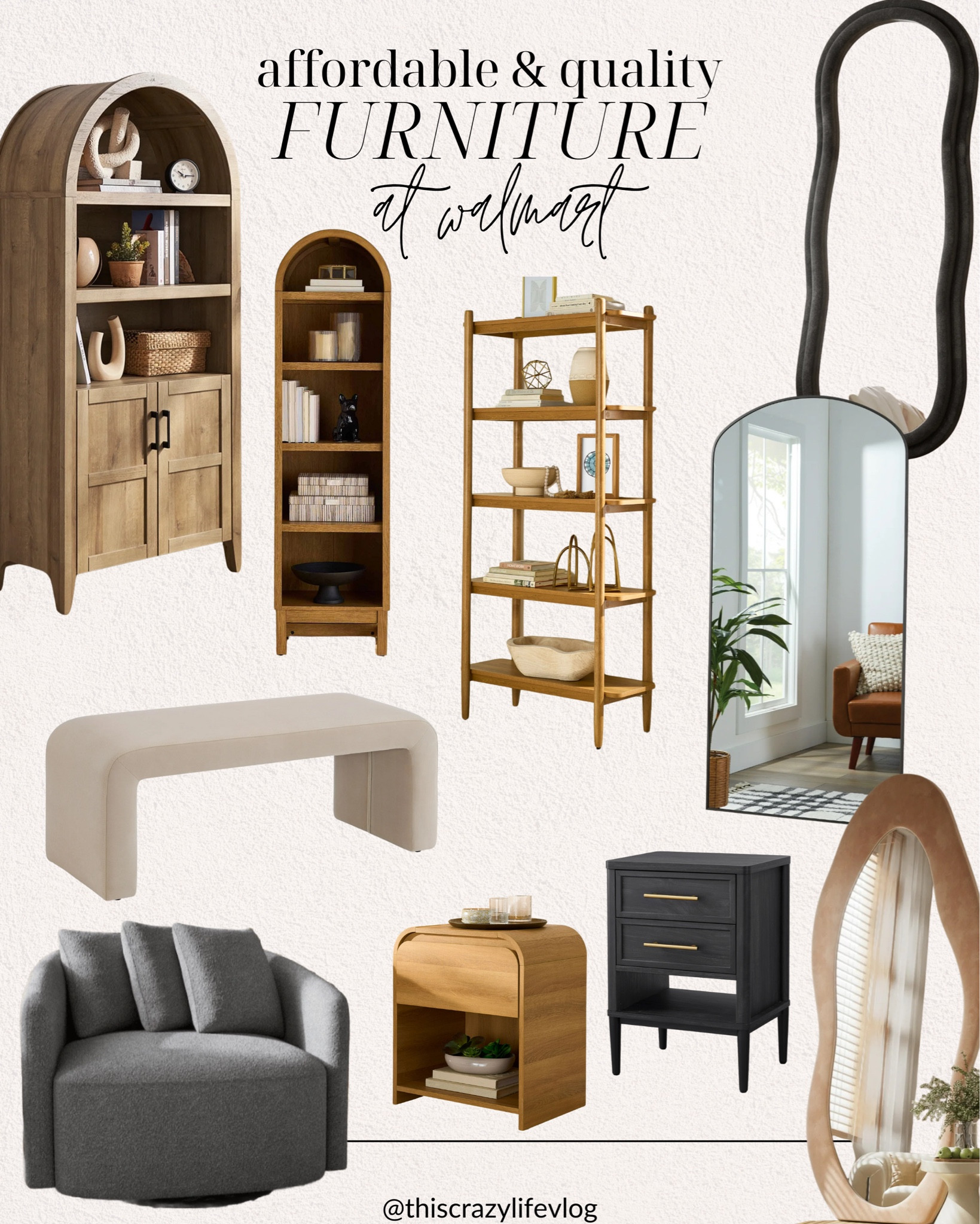 Walmart absolutely knocks it out of the park with their incredibly affordable furniture pieces! I have lots of furniture from @walmart & love it all! #walmartpartner ♡ 

I own a few of these pieces… and the others I’m currently swooning over & trying to find a place to put them! They have lots of beautiful full length mirrors. The arch cabinets & bookshelves are stunning! And we personally have the black night stands & it’s hard to believe they’re only $88 & have 2 drawers, a shelf & are soft close! So amazing!! 

#walmarthome #walmart #walmartfinds #furniture #walmartfurniture

#LTKSaleAlert #LTKHome