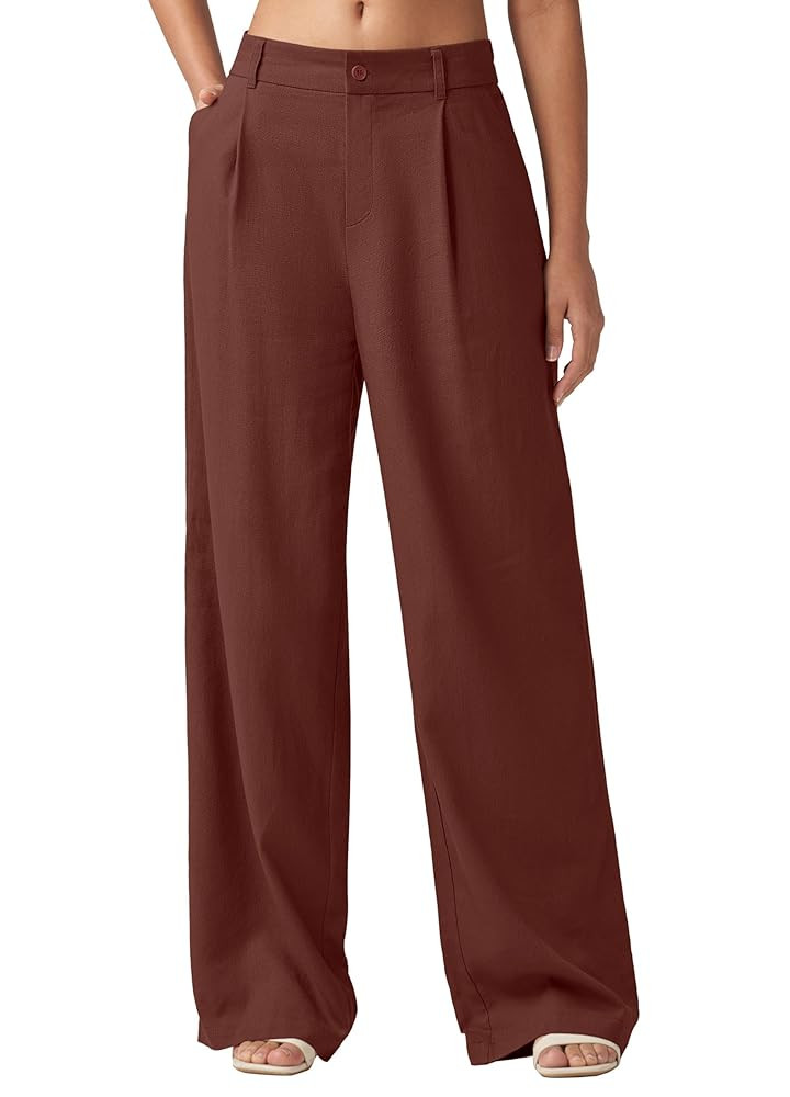 Willit Women's Linen Pants Wide Leg Work Dress Pants Casual Slacks Business Pants with Pockets | Amazon (US)