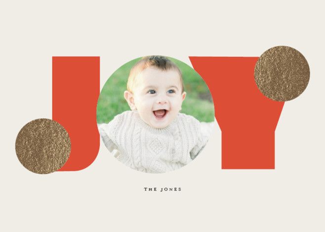 "joy joy" - Customizable Foil-pressed Holiday Cards in Orange or Red by Lori Wemple. | Minted