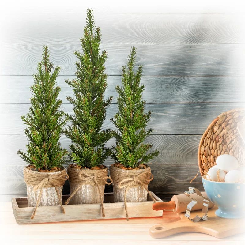 3 Artificial Pine Tree in Pot Set | Wayfair North America