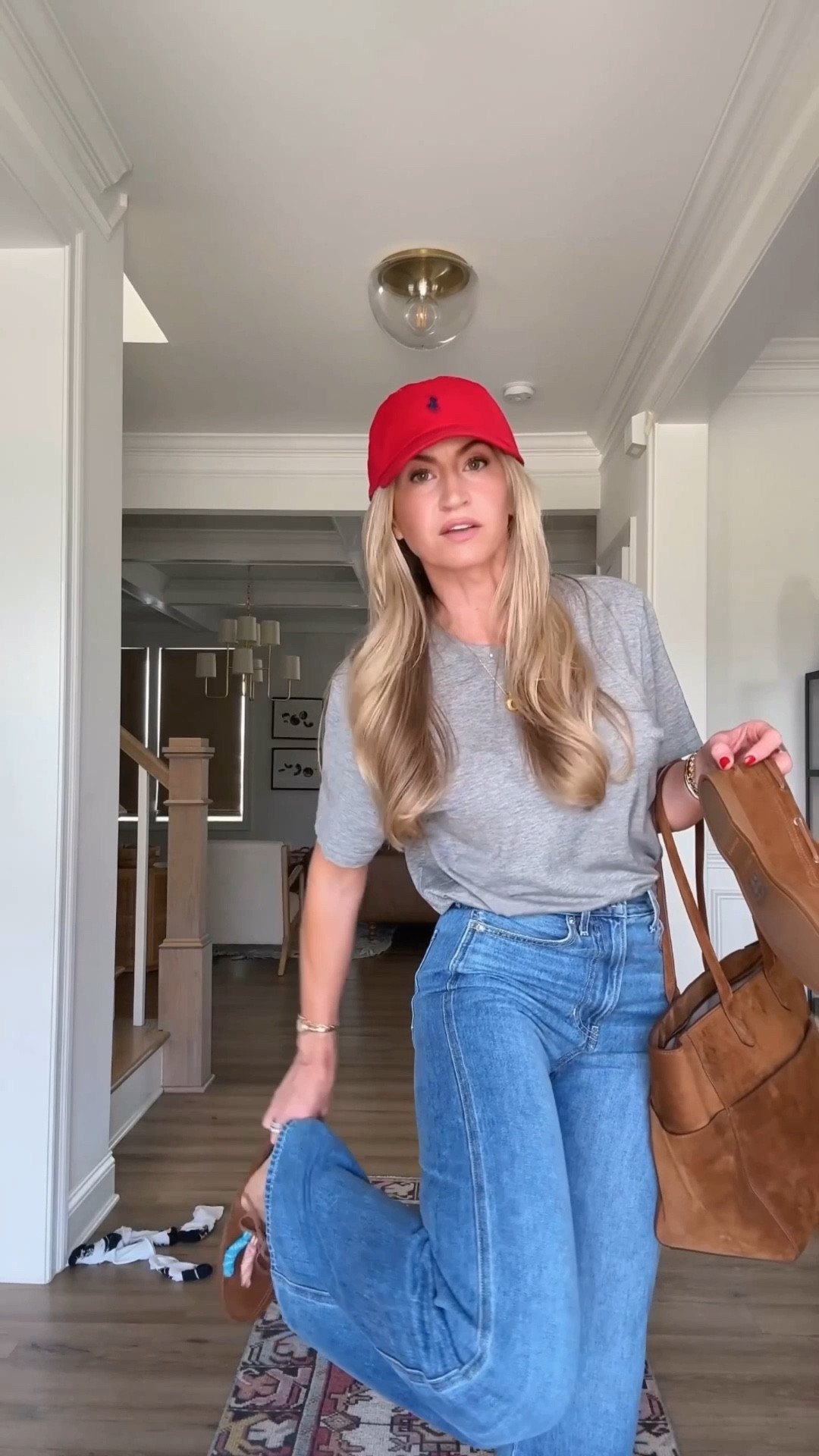 Easy breezy school pickup outfit. 
Grey tee: it’s men’s and runs a little bit oversized, wearing a small.
Veronica Beard high rise, wide leg denim: ON SALE for $160 off right now (it’s the fist Shopbop link) Run TTS, wearing a 25
Suede sperry loafers: run TTS 


#LTKootd #LTKgrwm #LTKdayinmylife