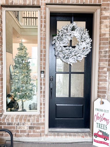 Front door decorated for Christmas ✨ the 6ft pencil tree is on sale for $89 from Walmart!

#LTKHoliday #LTKSeasonal #LTKHolidaySale