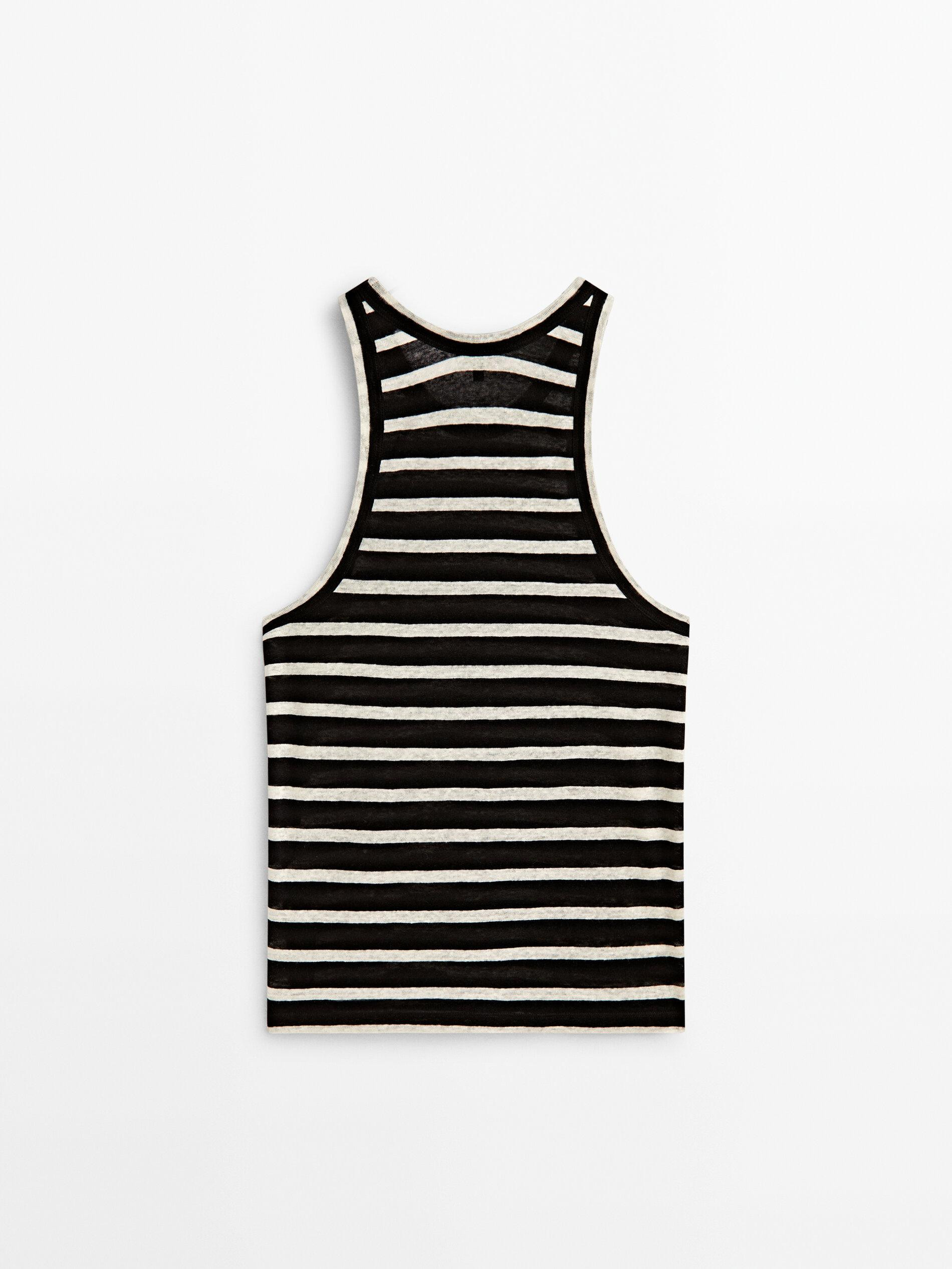 Striped linen tank top | Massimo Dutti US
