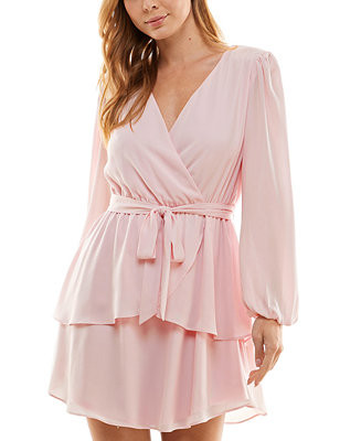 Juniors' Surplice-Neck Fit & Flare V-Neck Dress | Macy's