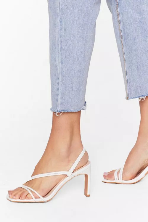 Strappy Square Toe Faux Leather Heels | NastyGal (UK, IE)