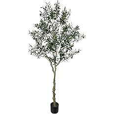 VIGGDA Artificial Tree Faux Olive Tree 7ft(82in,2198leaves) Tall Fake Olive Plant in Pot Fake Sil... | Amazon (US)