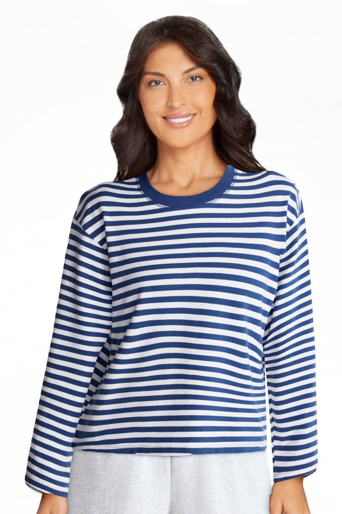 No Boundaries Oversize LS Stripe Tee, Women\u2019s Sizes XXS-XXL | Walmart (US)