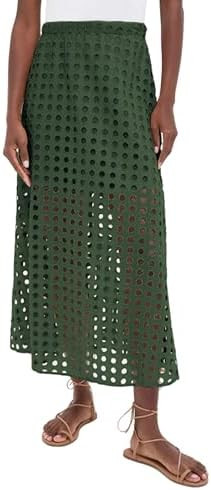 Ailoqing 2026 Summer Casual Long Skirt for Women Cotton Eyelet Beach Maxi Skirt with Underneath | Amazon (US)