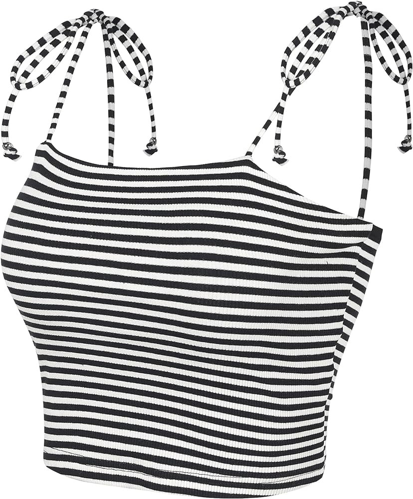 Allegra K Women's Cami Tube Top Tie Spaghetti Straps Sleeveless Summer Crop Tops | Amazon (US)