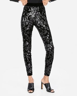 High Waisted Velvet Sequin Leggings | Express