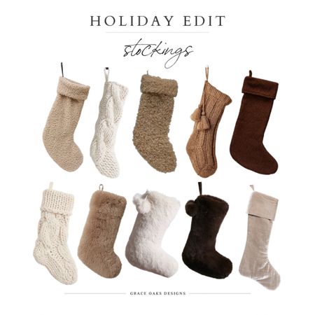 holiday decor edit - neutral stockings 
knit + boucle + velvet + fur stockings in taupes beige + brown perfect for that neutral organic aesthetic this holiday season! 

#LTKhome #LTKfindsunder50 #LTKHoliday