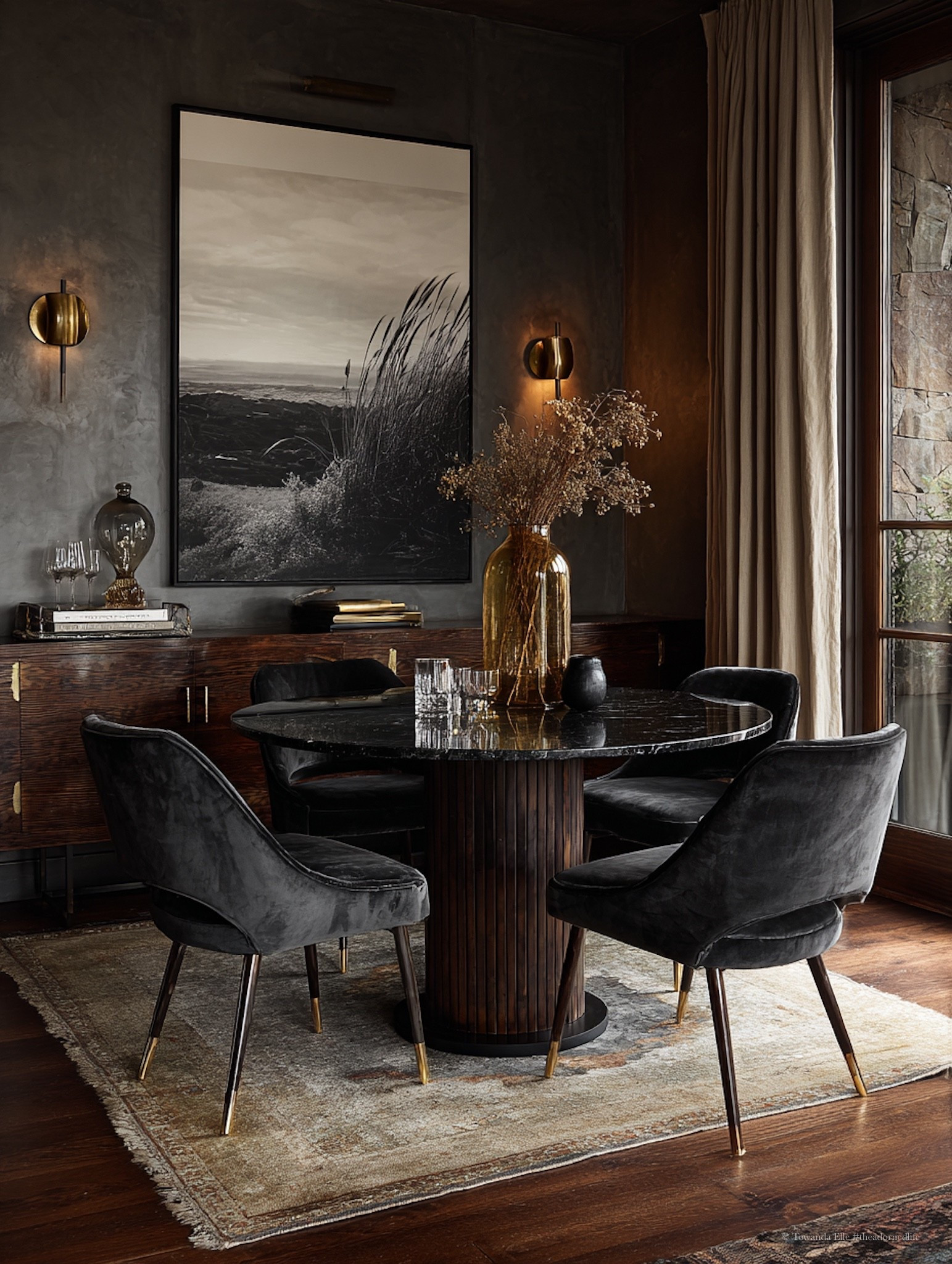 The Black Lake House is where moody modern design meets lakeside calm. Think matte black cabinetry, warm woods, soft linens, and stone textures layered for quiet luxury and effortless living. This is an interior that invites slow mornings, glowing firelight, and thoughtful design moments—every detail grounded, intentional, and timeless. 🖤

#LTKHome