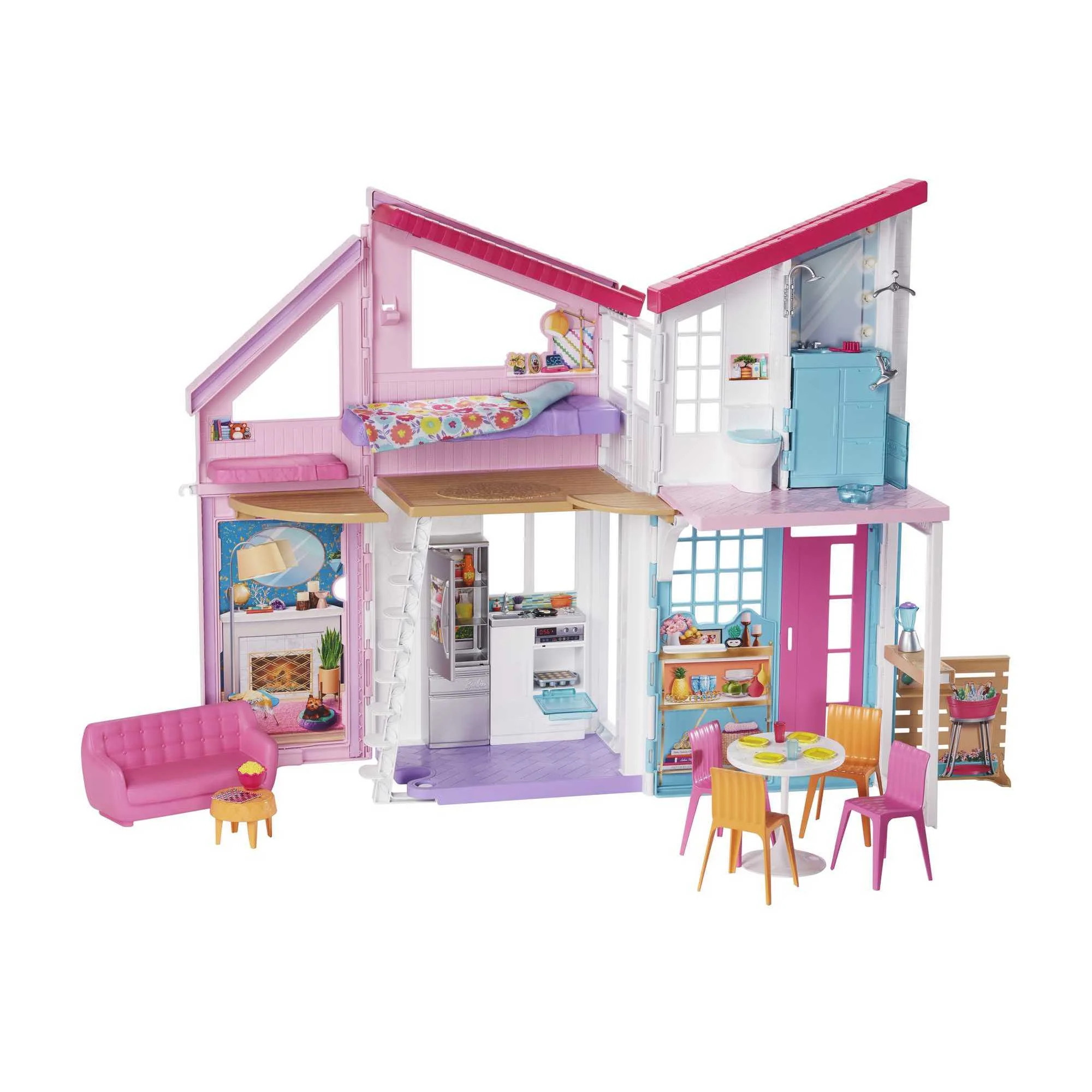 Barbie Malibu House Dollhouse Playset with 25+ Furniture and Accessories [Walmart Exclusive] | Walmart (US)