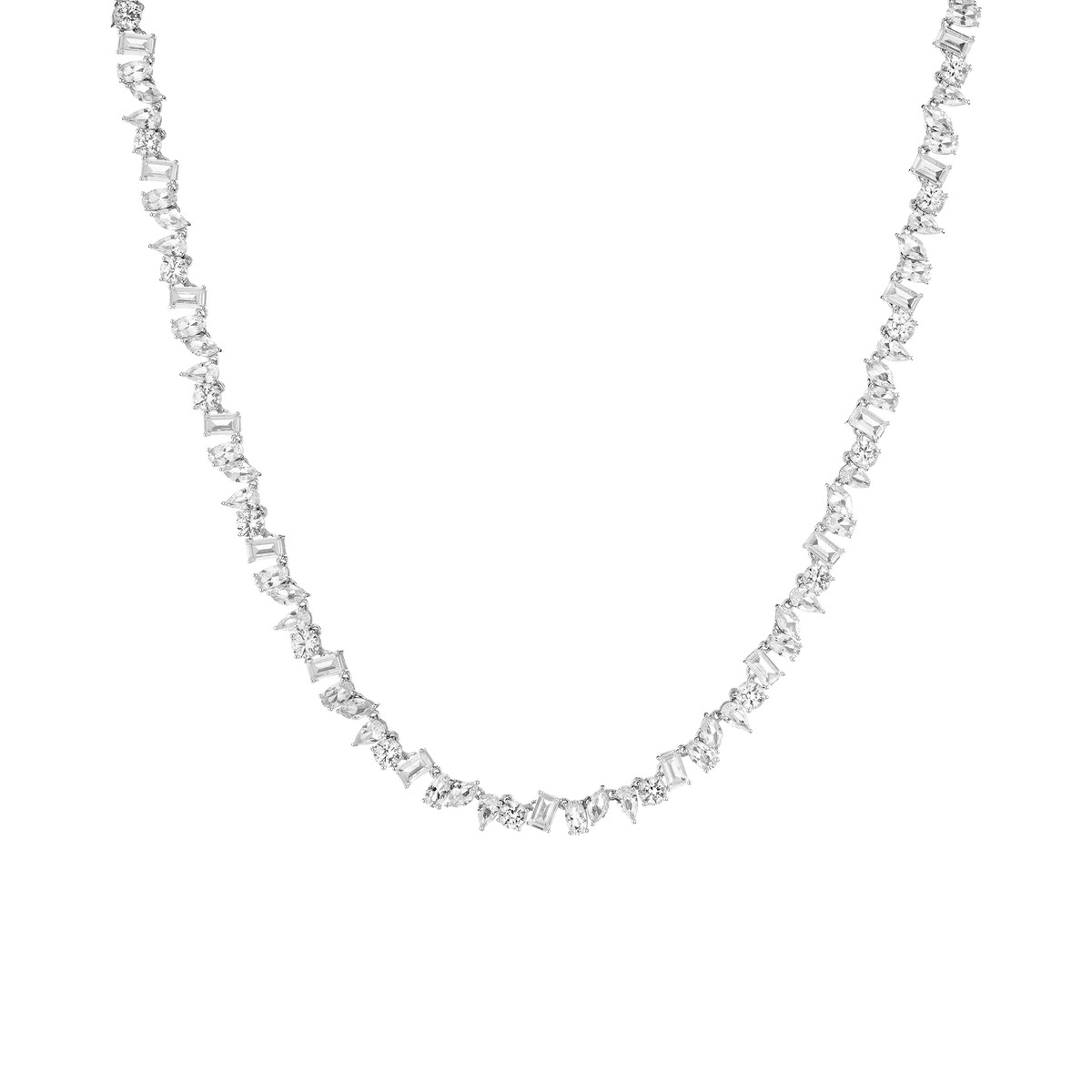 Lab Grown White Sapphire Mixed Shape Tennis Necklace | AUrate New York