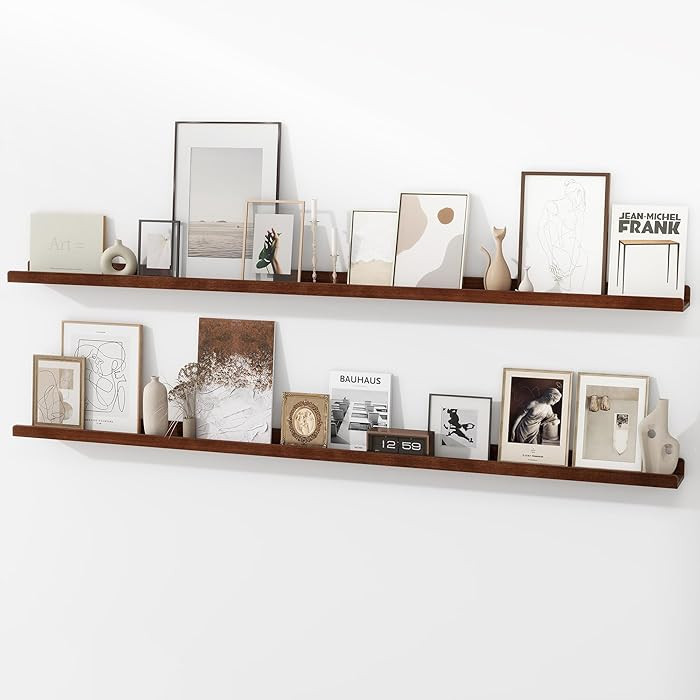 72 Inch Floating Shelves for Wall | Wood Picture Ledge Shelf Set of 2 | Solid Ash Wood Floating S... | Amazon (US)