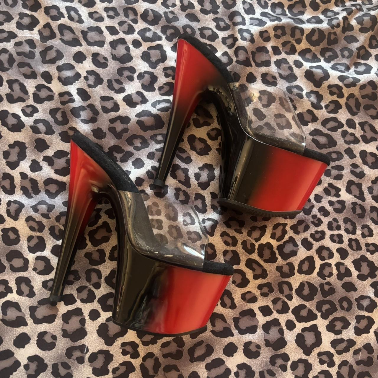Pleasures Women's Pumps - Red/Black - US 6 | Depop US