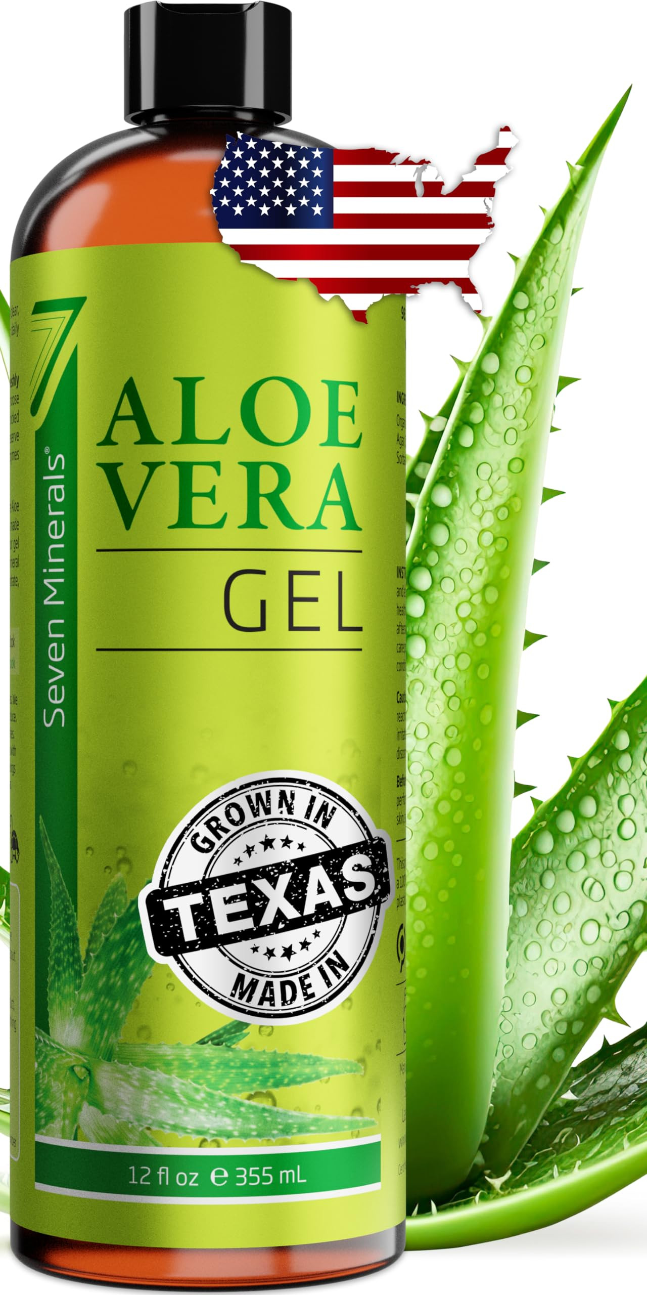 Seven Minerals Organic Aloe Vera Gel from freshly cut 100% Pure Aloe - Big 12oz - HighestQuality,... | Amazon (US)