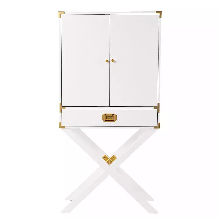 New! White Wood and Gold Metal X Base Cabinet | Kirkland's Home