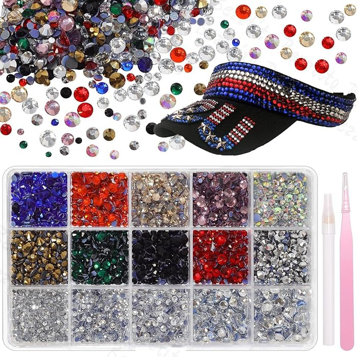 15000Pcs Colors Flatback Hotfix Rhinestones for Bedazzling, Mix Sizes Crystal Rhinestones Gems, C... | Amazon (US)