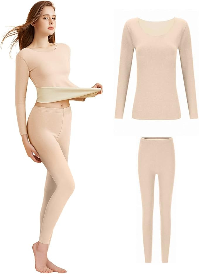 Merdia Thermal Underwear for Women Long Johns Base Layer Stretch Soft Thermal Top and Bottom Set ... | Amazon (US)