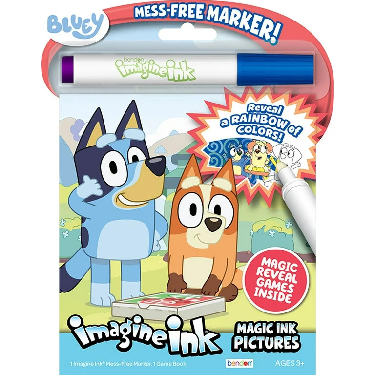 Bluey 16-Page Imagine Ink Coloring and Activity Book with Mess-Free Marker, by Bendon | Walmart (US)