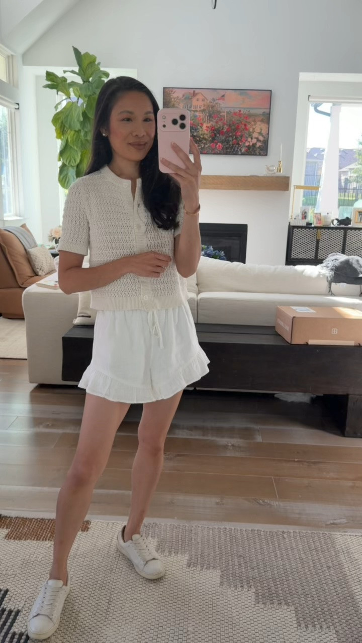 Love this summer outfit with this textural top styled with these linen blend shorts that are adorable with the ruffle trim! Can be styled with sneakers or sandals for a casual style.

#LTKmomlife #LTKootd #LTKSeasonal