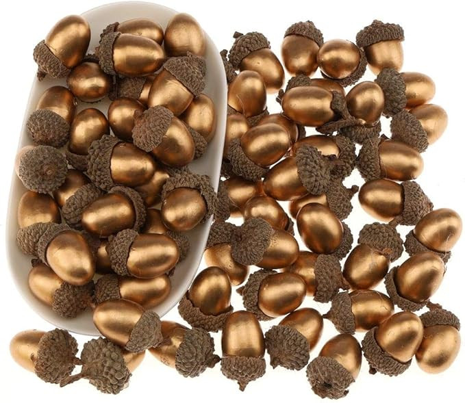 Gresorth 50pcs Gold Artificial Acorn Fake Golden Acorns DIY Craft Material Home Party Christmas F... | Amazon (US)