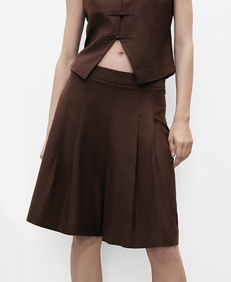 Mango Women's Linen-Blend Suit Bermuda Shorts - Macy's | Macy's