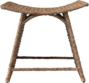 Bloomingville Hand-Woven Water Hyacinth and Rattan Double Weave Stool, 19" L x 15" W x 19" H, Nat... | Amazon (US)