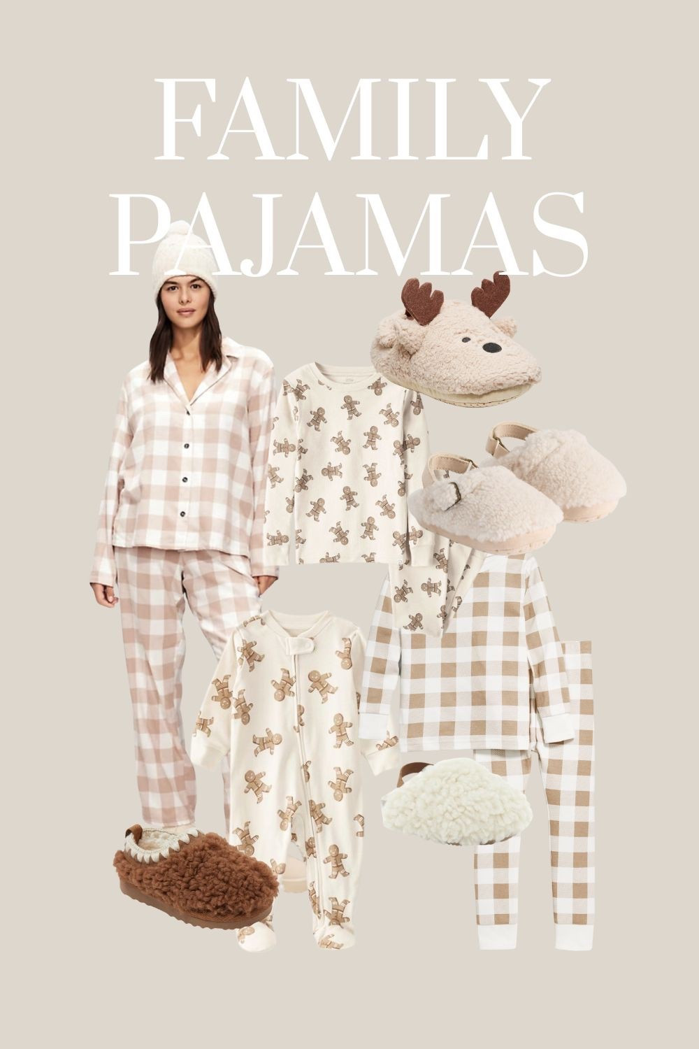 Cute matching pajamas for the whole family. Gingerbread  pajamas for kids and baby. Baby and kids slippers. Christmas pajamas. #matchingchristmaspajamas #holidaypajamas #plaidpajamas #slippers #christmasmorning 

#LTKBaby #LTKSeasonal #LTKFamily