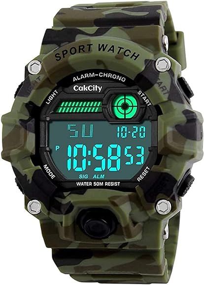 Camouflage LED Boys Sport Watch Luminous Digital Display      
 Polyurethane  

 Buckle | Amazon (US)