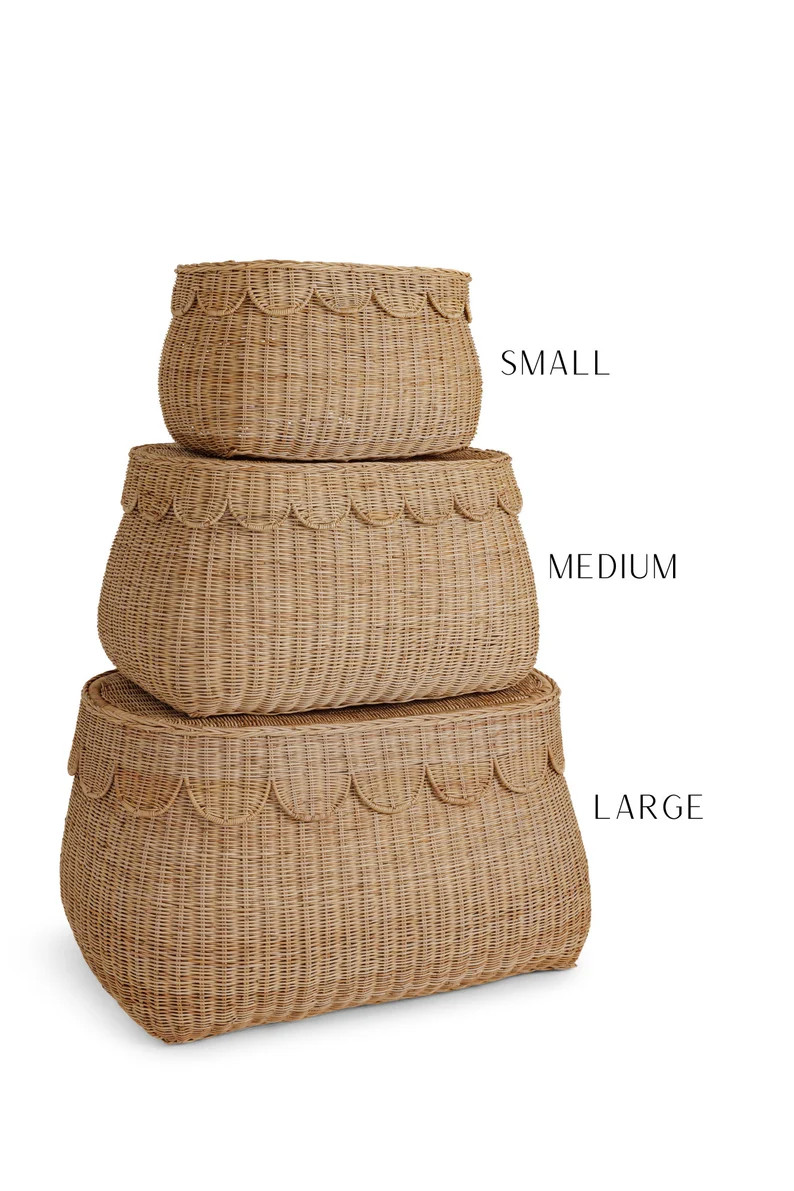 Scallop Rattan Basket Small Storage Container Rattan Storage - Etsy | Etsy (US)