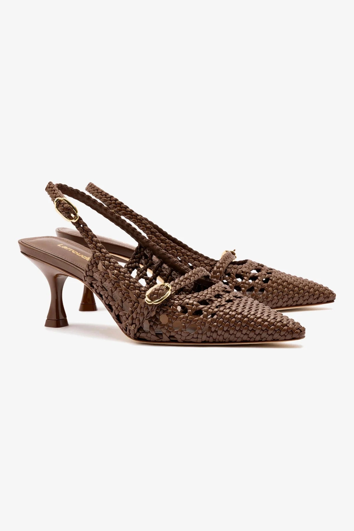 Ines Macrame Pump In Burnt Umber Leather | Larroude