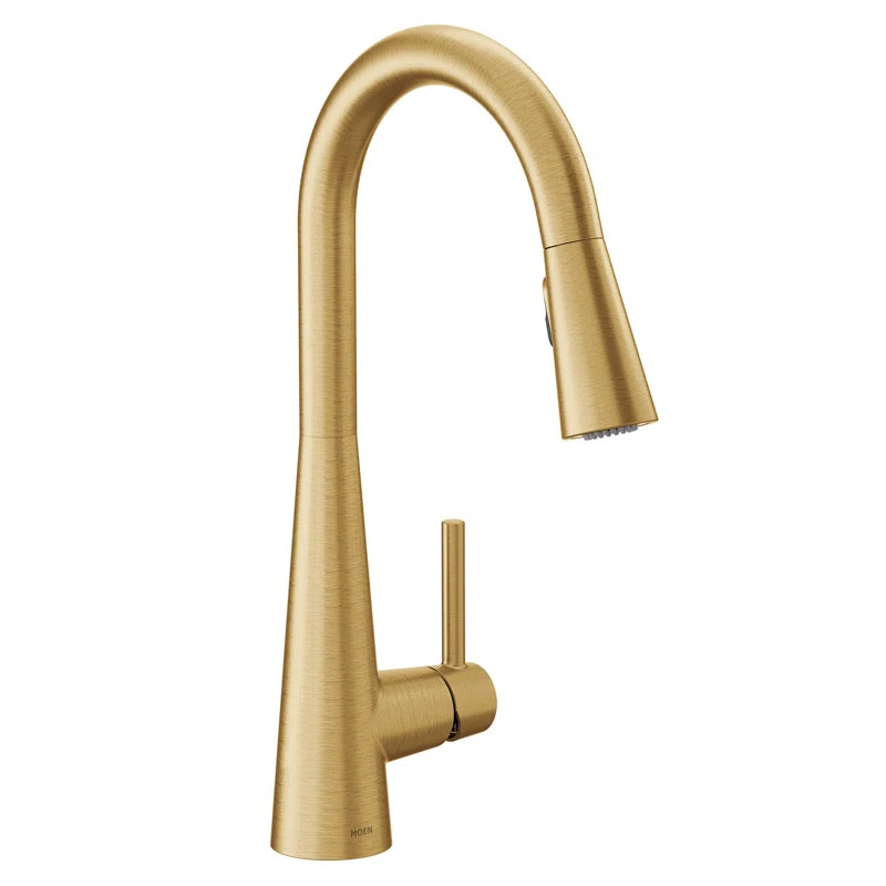 Sleek Pull Down Single Handle Kitchen Faucet with Power Boost Technology and Duralock | Wayfair North America