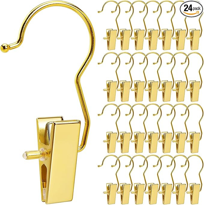 Amber Home 24 Pack Gold Boot Clips for Closet, Gold Boot Hangers with Hooks, Laundry Hooks, Cloth... | Amazon (US)