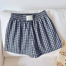 Plus Size Womens Casual Plaid Elastic Waist Loose Shorts Summer | SHEIN