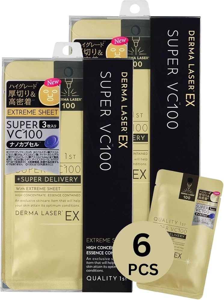 DERMA LASER EX Super VC 100 Mask, Adhesion Extreme Sheet Mask, Hydrating & Moisturizing Face Mask... | Amazon (US)