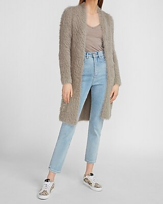 Fuzzy Faux Fur Cardigan | Express