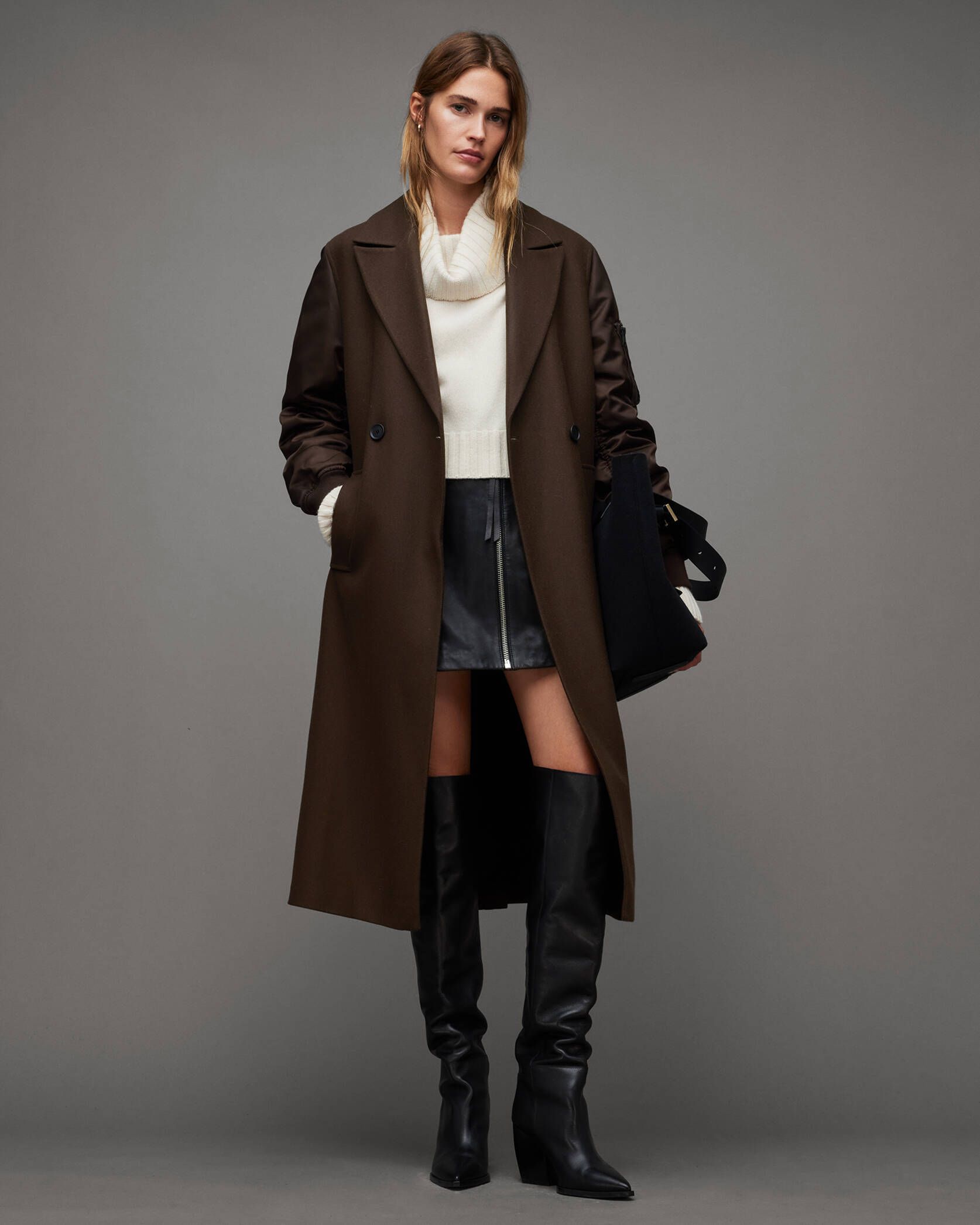 Paulah Wool Cashmere Blend Coat Chocolate Brown | ALLSAINTS | AllSaints UK