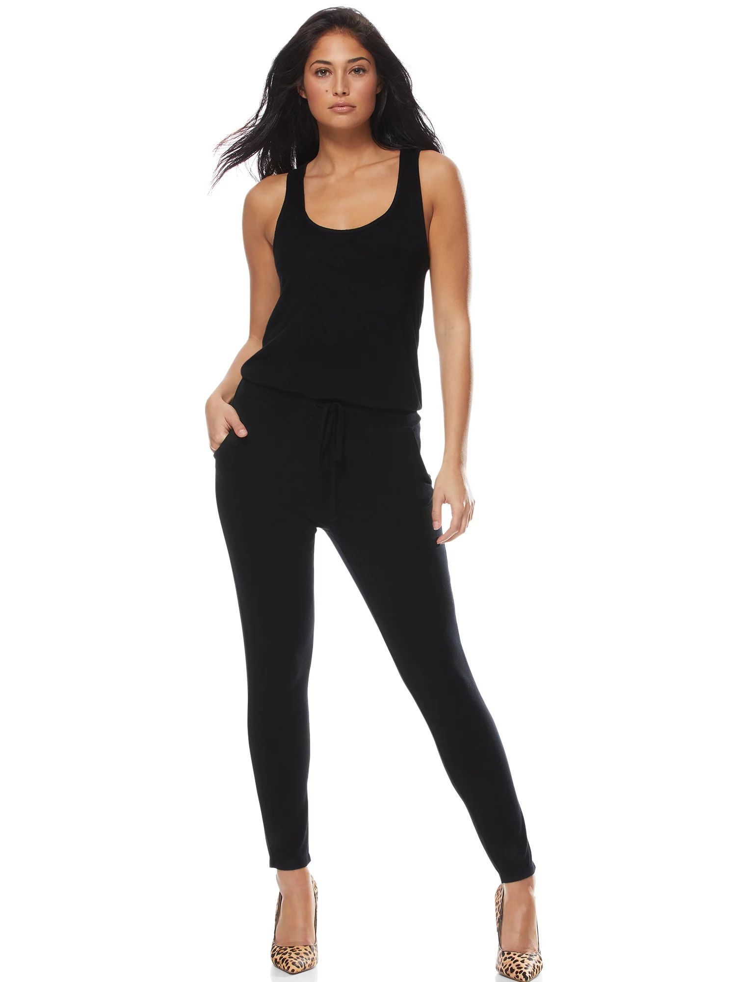 Sofia Jeans by Sofia Vergara Tank Sleeveless Knit Tie-Front Jumpsuit - Walmart.com | Walmart (US)