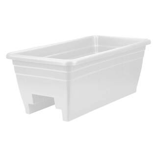 THE HC COMPANIES Heavy-duty 24 in. W Plastic Akro Deck Rail Box Planter, White with Plugs SPX24D... | The Home Depot