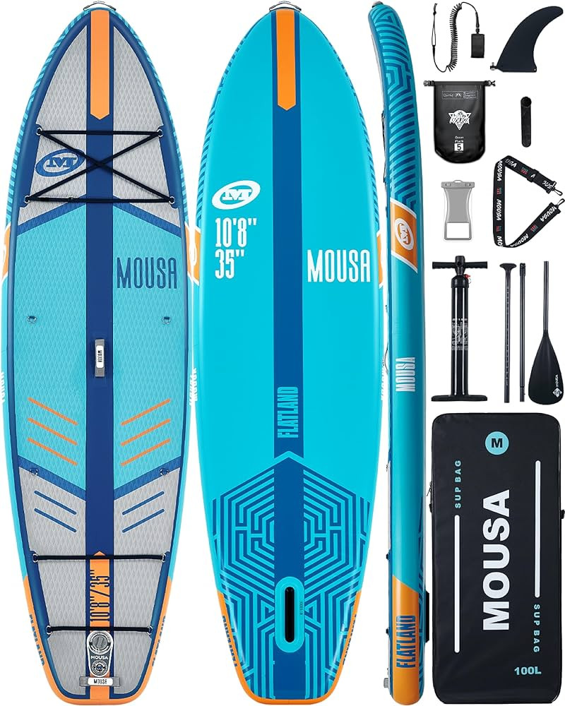 MOUSA 10‘8/11'×35" Extra Wide Inflatable Stand Up Paddle Board, Stable Paddleboard SUP for 2 P... | Amazon (US)