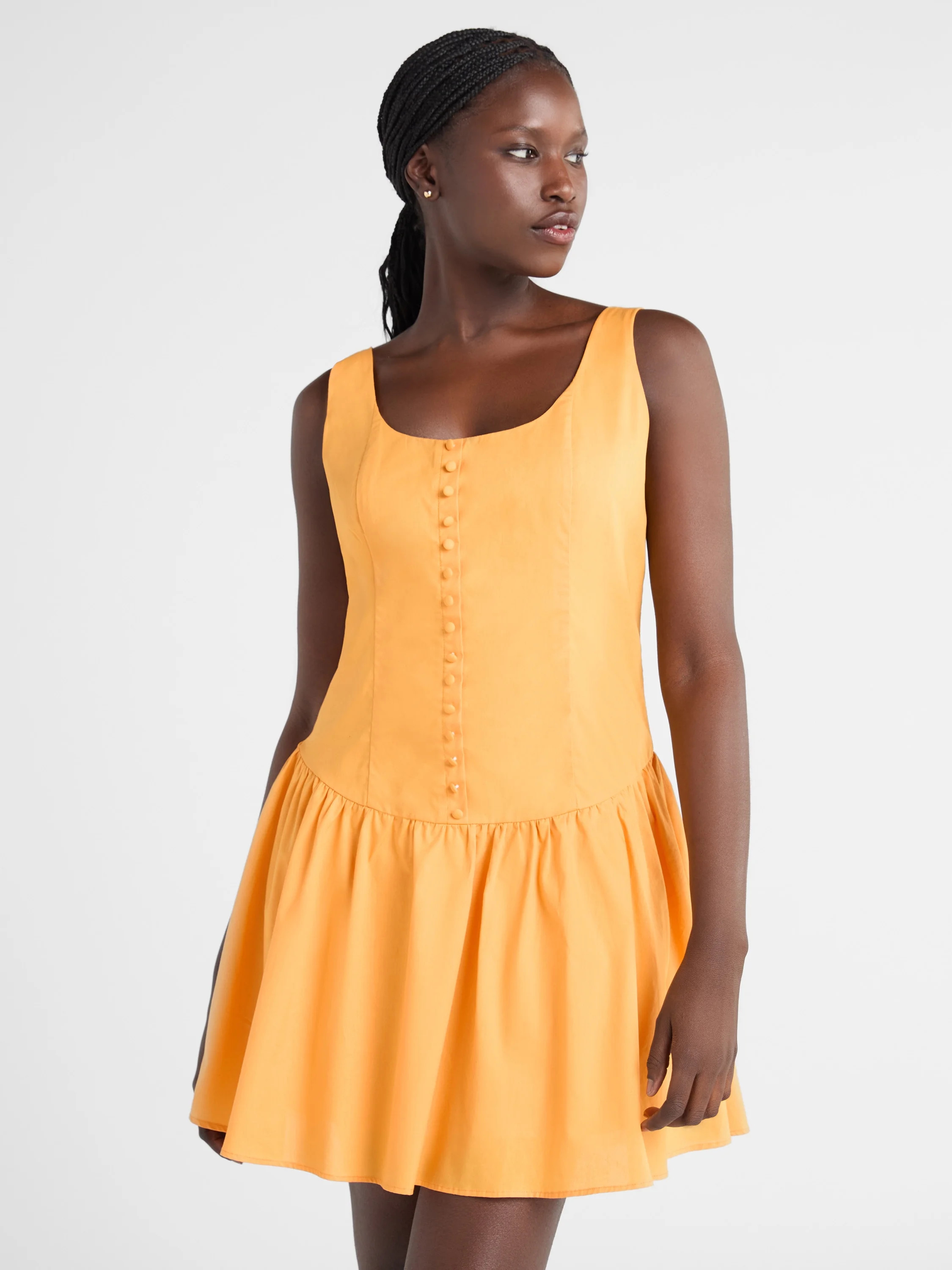 Scoop Women’s Cotton Poplin Mini Dress with Decorative Button Front, Sizes XS-XXL | Walmart (US)