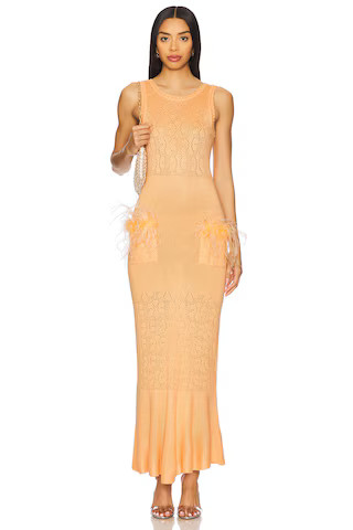 ANDREEVA Knit Dress With Ostrich Feathers Details in Peach from Revolve.com | Revolve Clothing (Global)