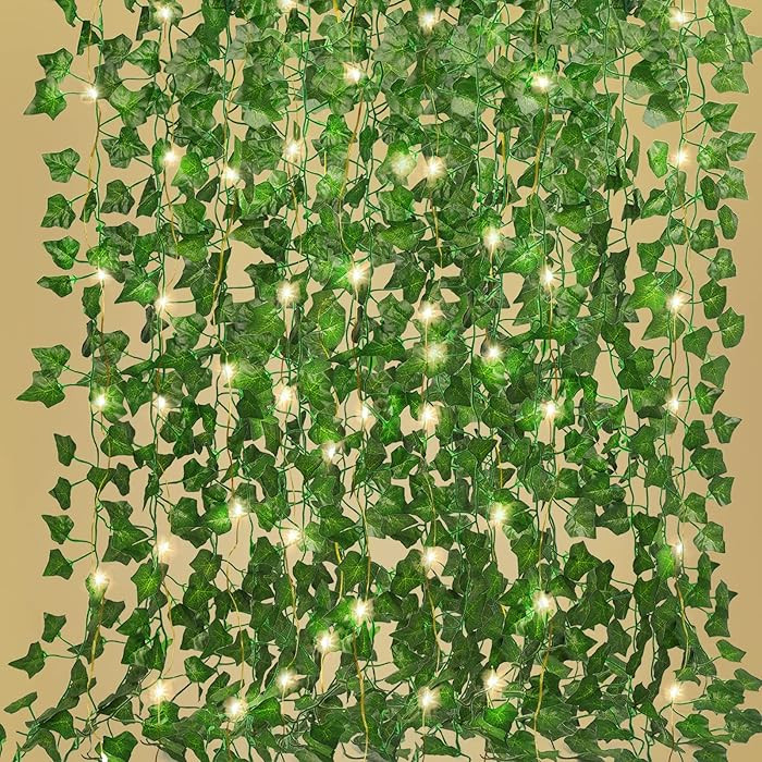 RECUTMS Ivy Fake Vines 24 Pack 173 FT Artificial Vine with 200 LED String Light Leaves Wall Decor... | Amazon (US)