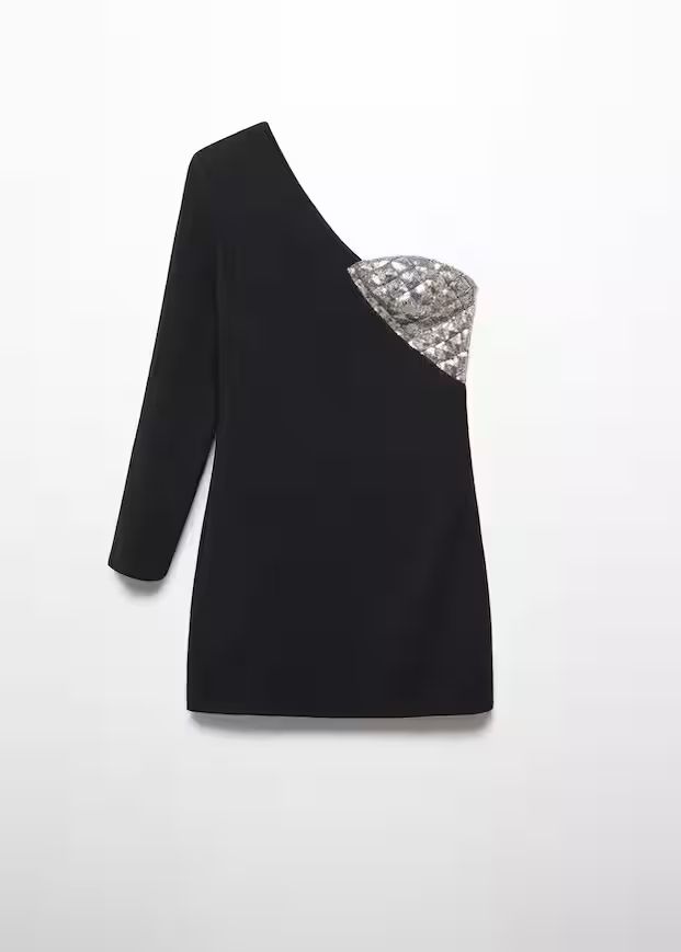 Asymmetrische jurk met pailletten | MANGO (NL)