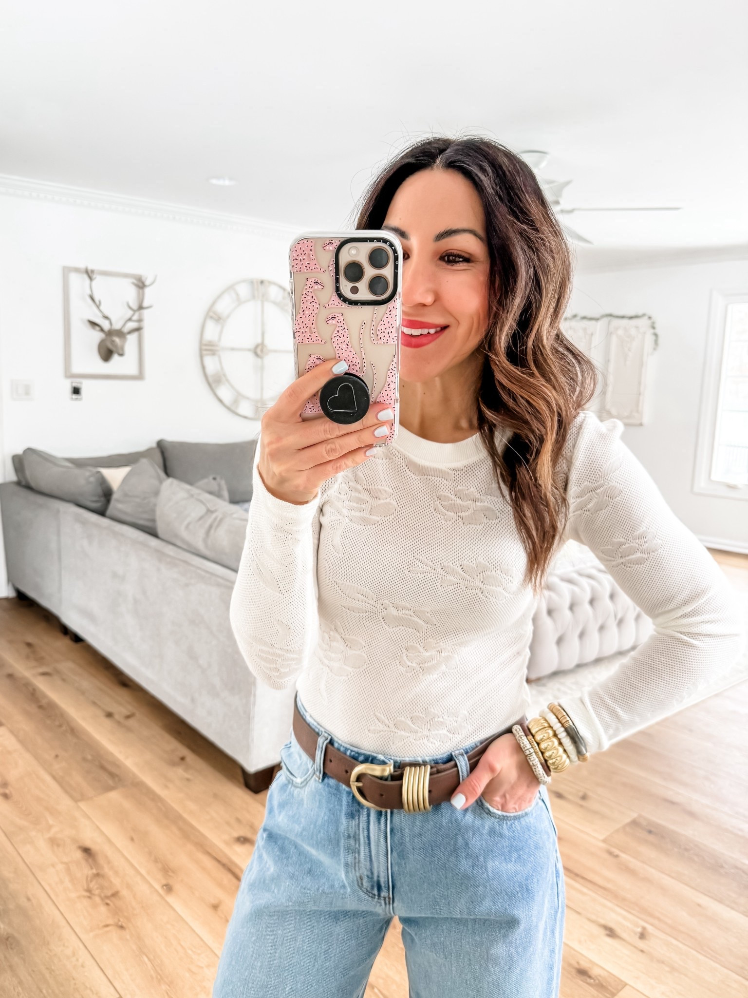 Xs mesh top. Jewelry code HOUSEOFLEO20

#LTKOver40 #LTKSaleAlert