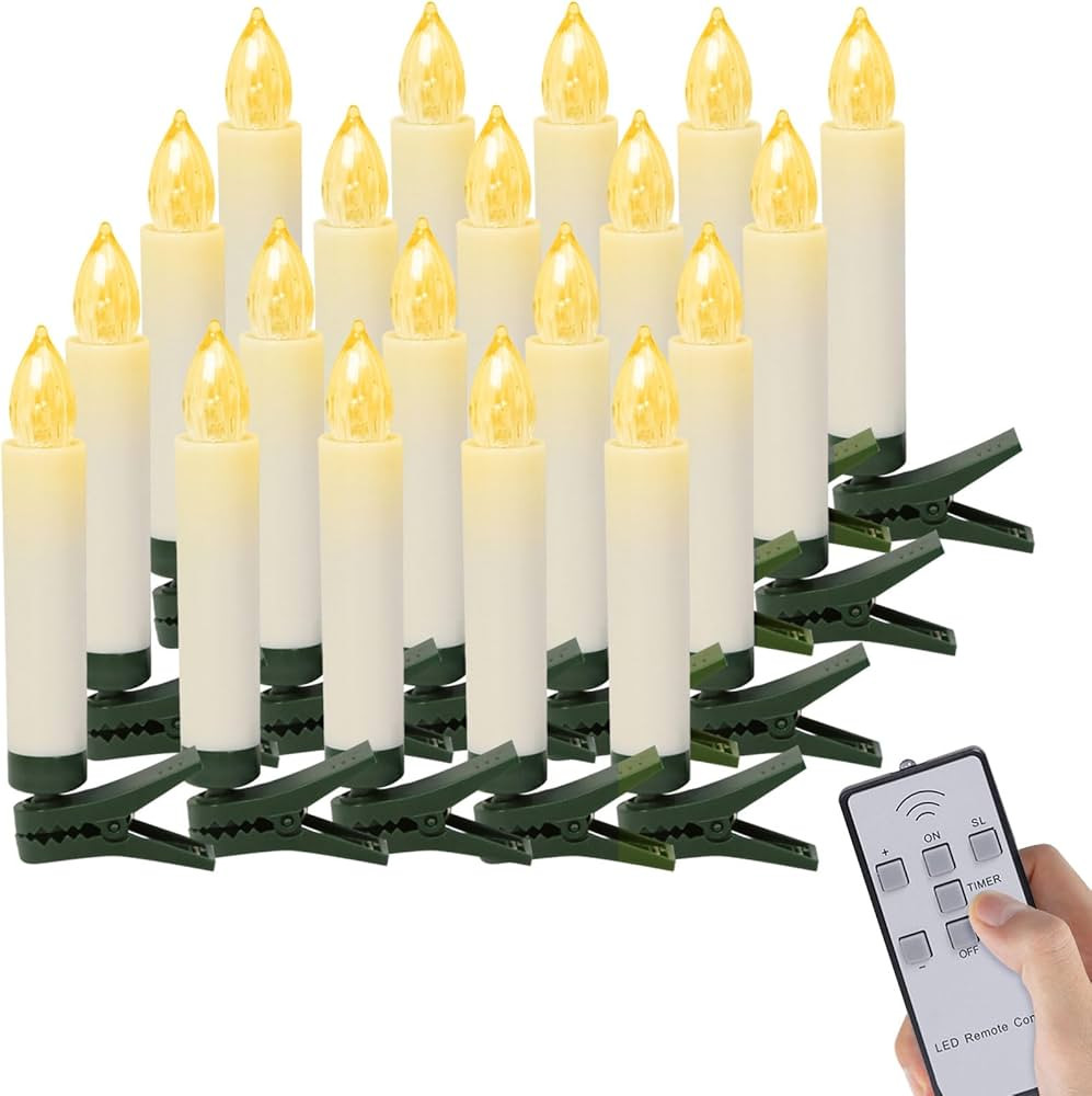 Christmas Tree Candles Lights Battery Operated, 20 PCS Flameless LED Candles with RF Remote and T... | Amazon (US)